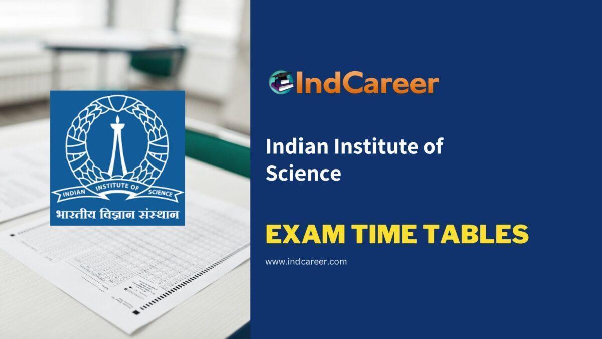 Indian Institute of Science Exam Time Tables