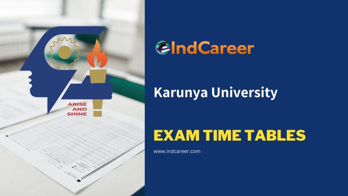 Karunya University Exam Time Tables