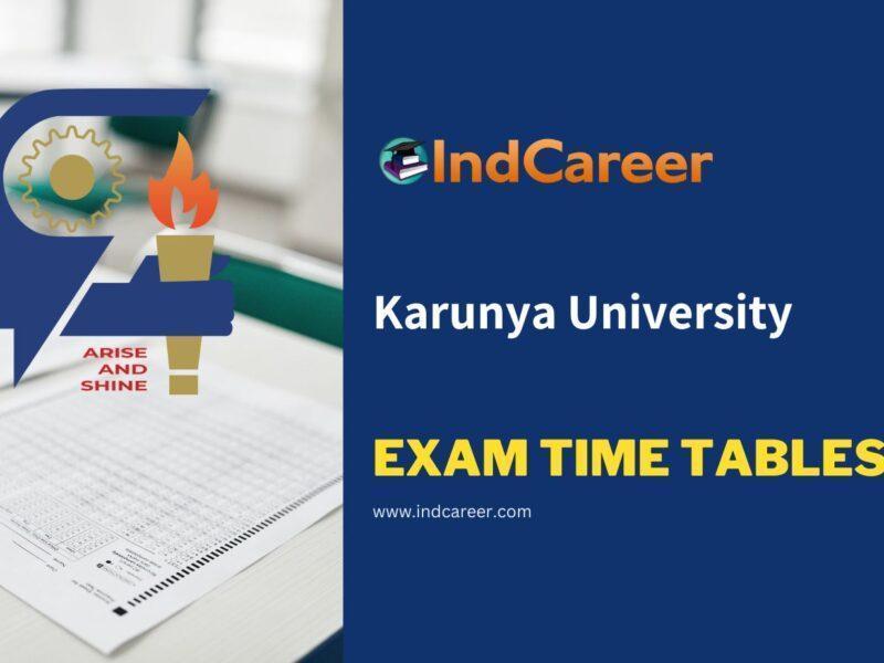 Karunya University Exam Time Tables