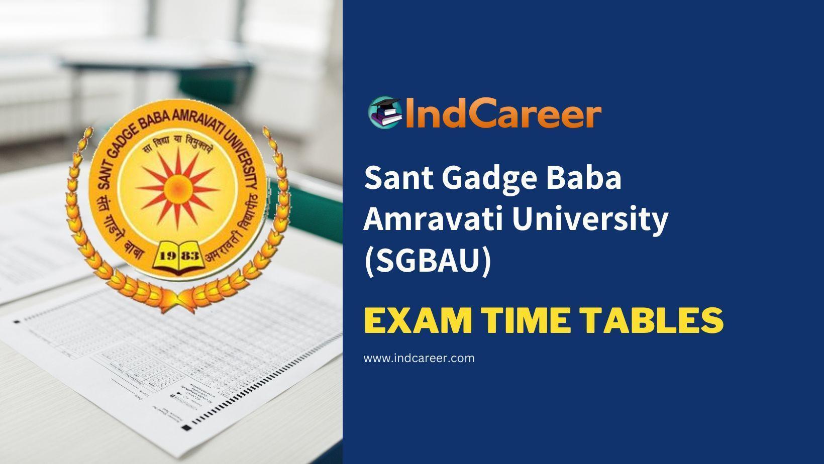 Sant Gadge Baba Amravati University (SGBAU) Exam Time Tables