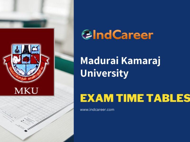 Madurai Kamaraj University Exam Time Tables