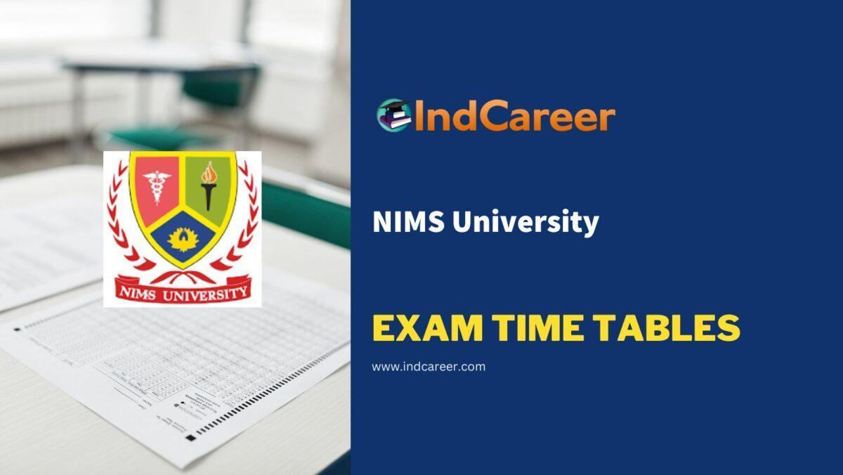 NIMS University Exam Time Tables
