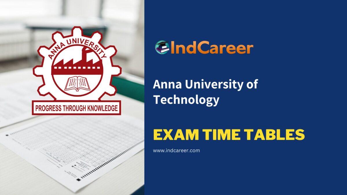 Anna University of Technology Exam Time Tables