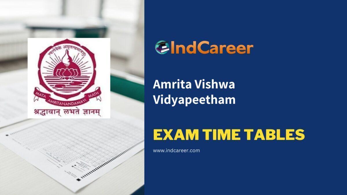 Amrita Vishwa Vidyapeetham Exam Time Tables