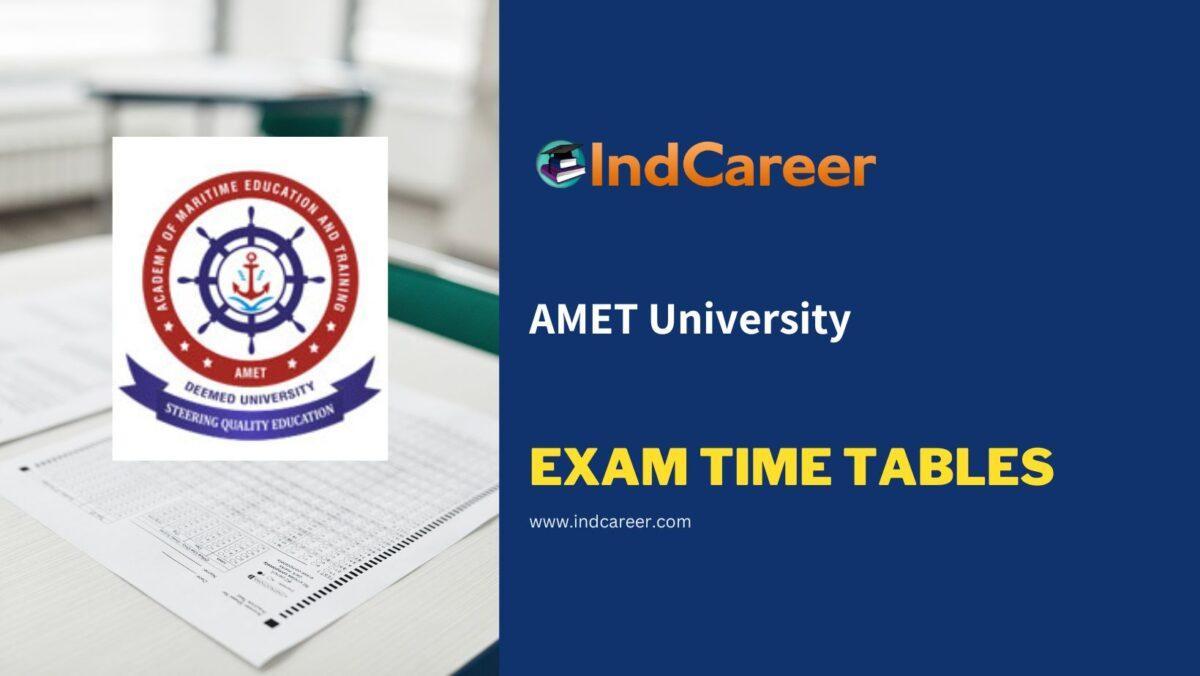 AMET University Exam Time Tables