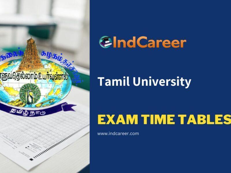 Tamil University Exam Time Tables