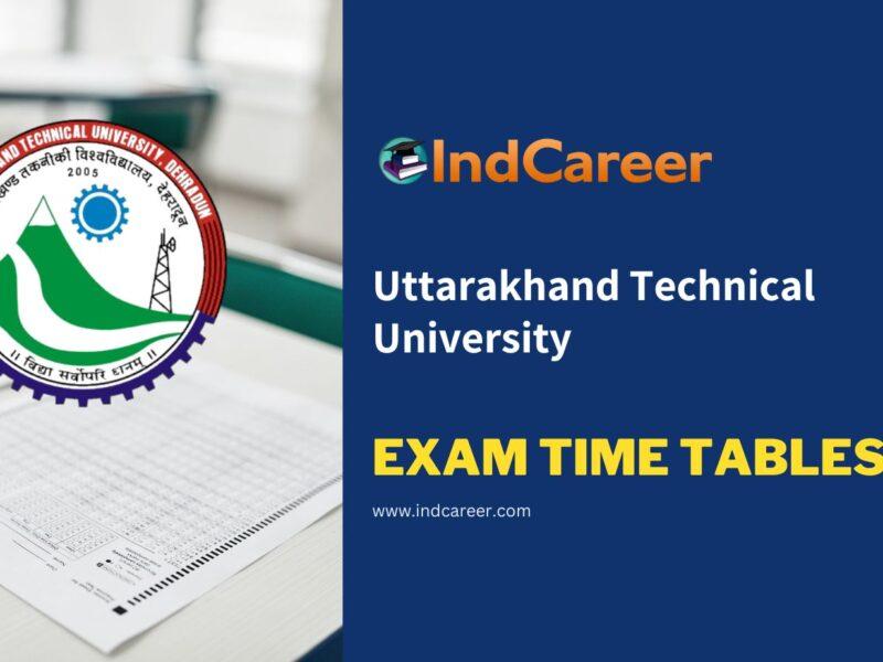 Uttarakhand Technical University Exam Time Tables