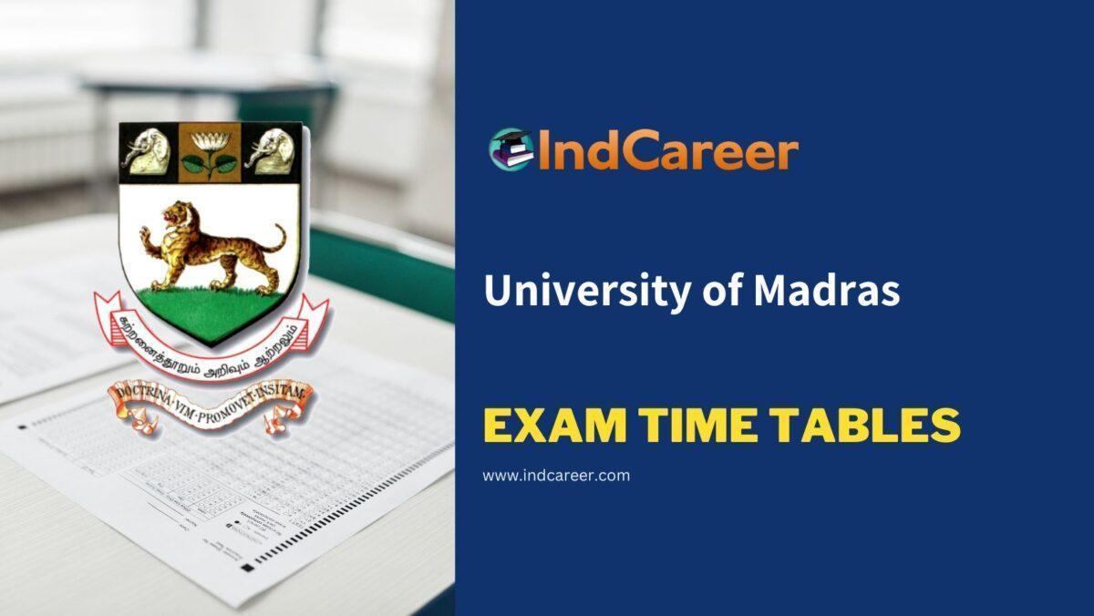 University of Madras Exam Time Tables