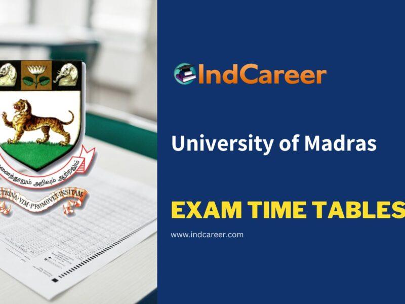 University of Madras Exam Time Tables