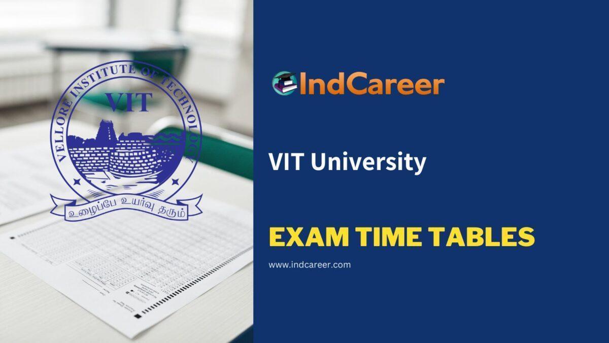 VIT University Exam Time Tables