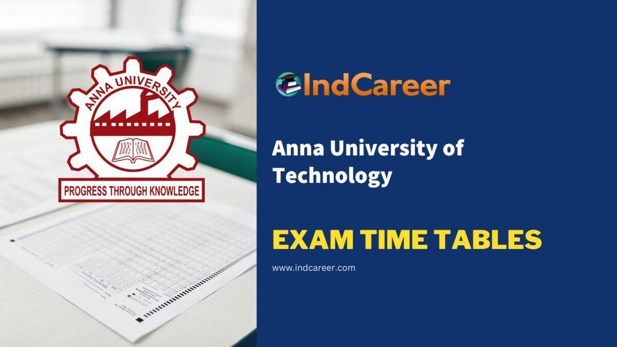 Anna University of Technology Exam Time Tables