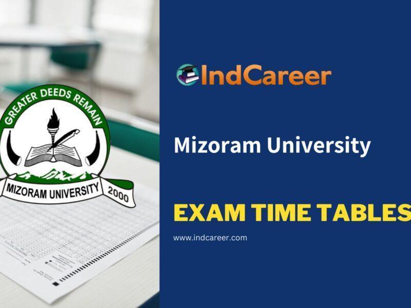 Mizoram University Exam Time Tables