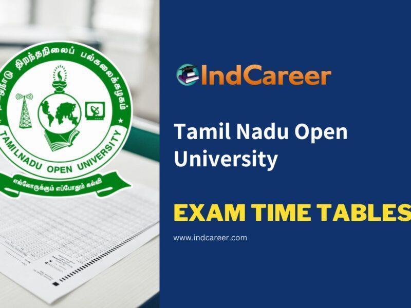 Tamil Nadu Open University Exam Time Tables