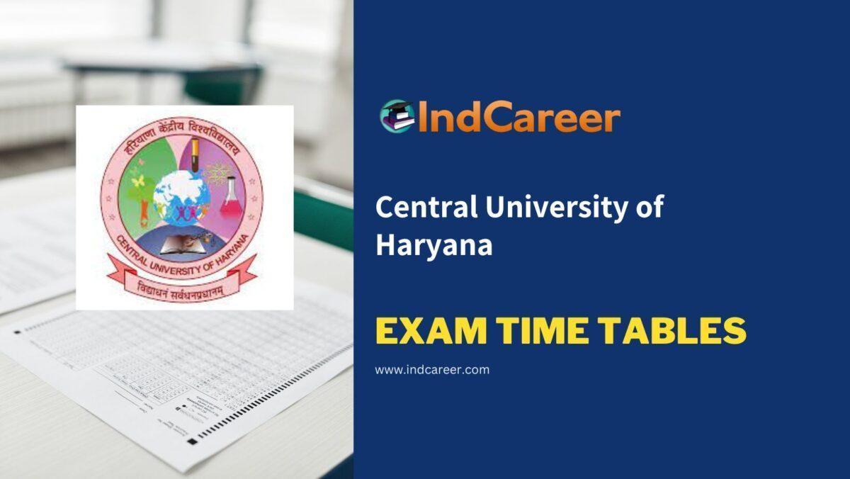 Central University of Haryana Exam Time Tables