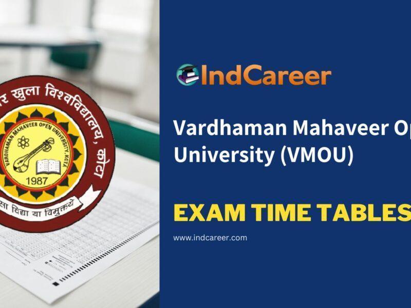 Vardhaman Mahaveer Open University (VMOU) Exam Time Tables