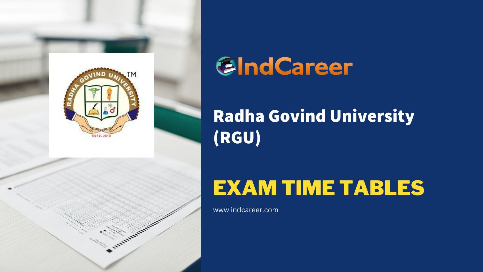 Radha Govind University (RGU) Exam Time Tables