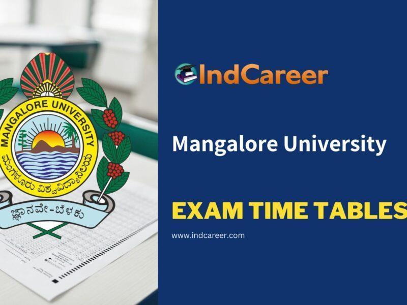 Mangalore University Exam Time Tables