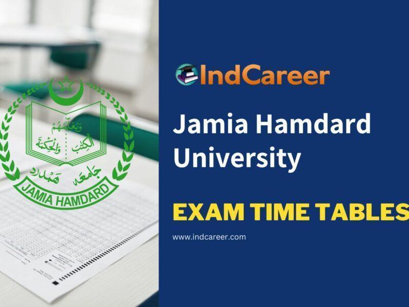 Jamia Hamdard University Exam Time Tables