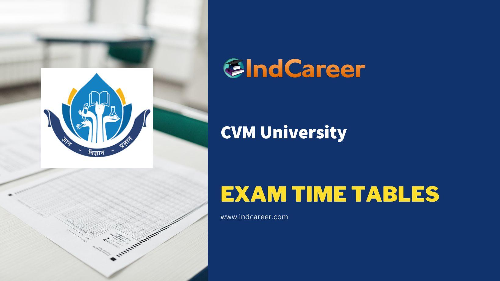 CVM University Exam Time Tables