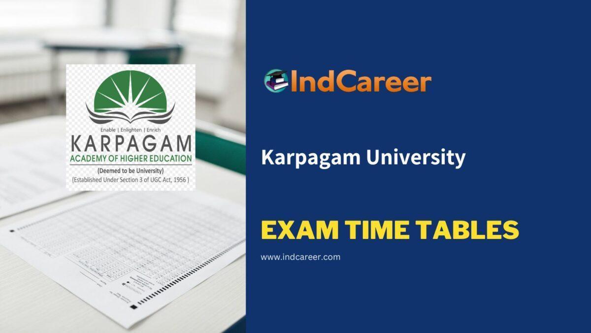 Karpagam University Exam Time Tables
