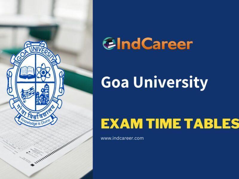 Goa University Exam Time Tables