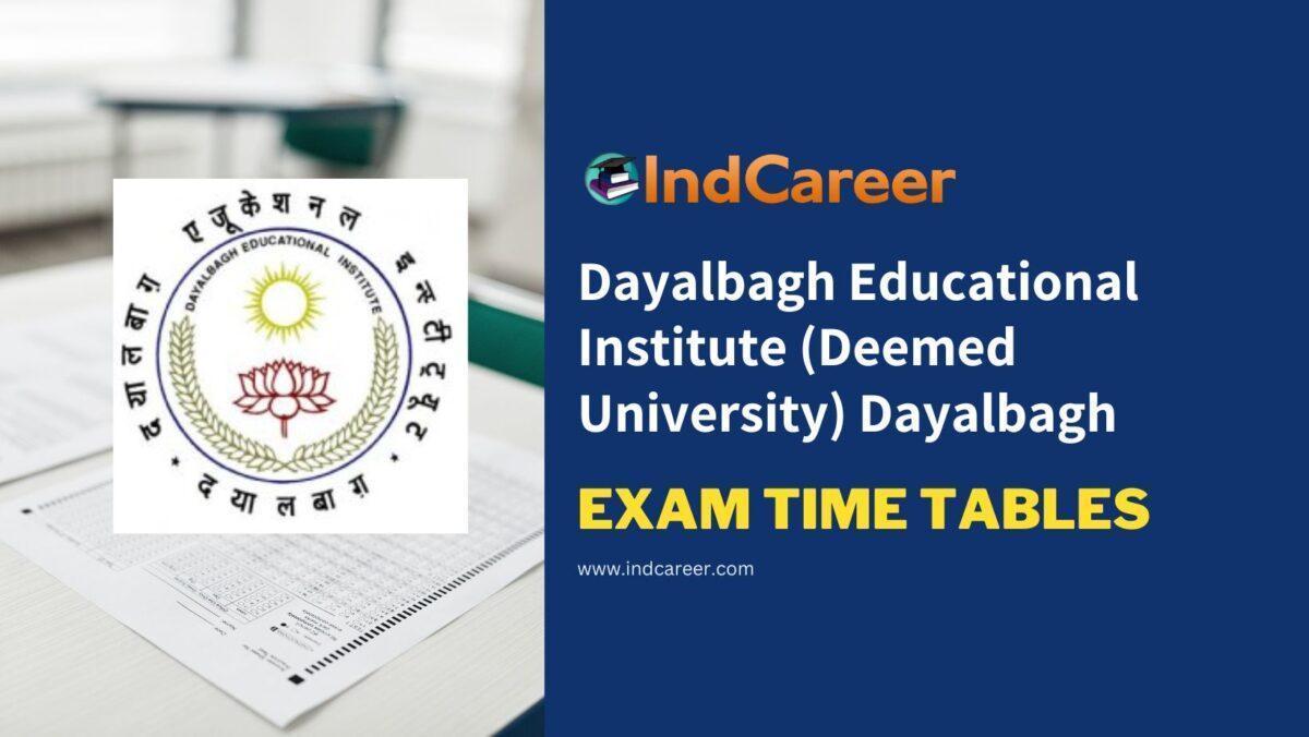 Dayalbagh Educational Institute (Deemed University) Dayalbagh Exam Time Tables