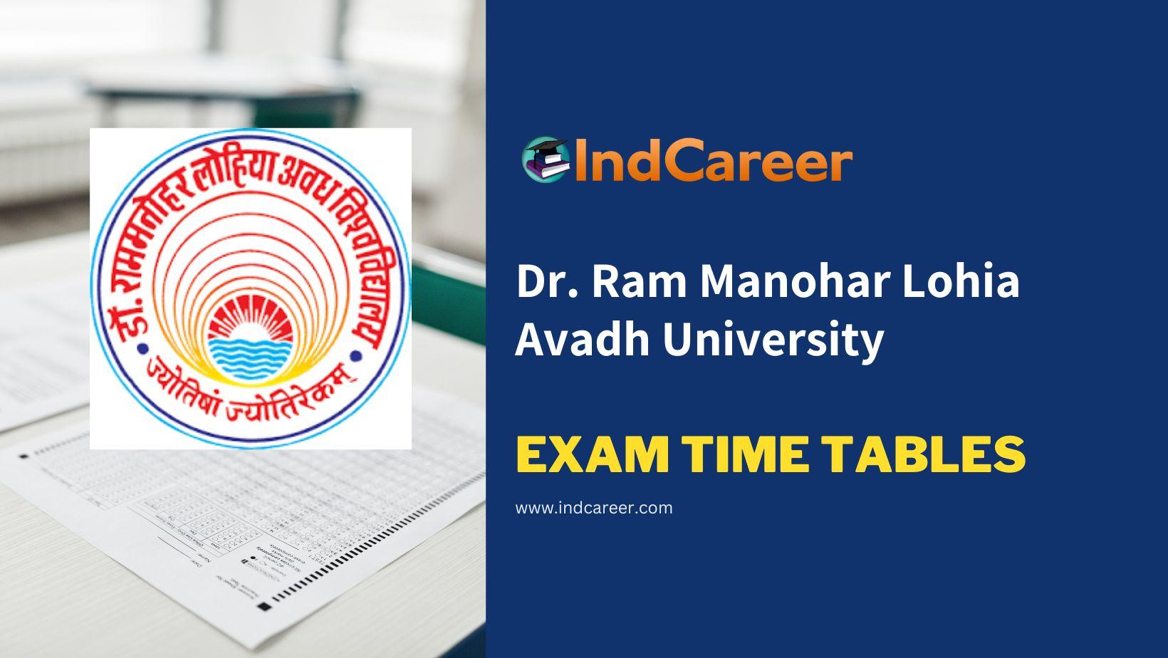 Dr. Ram Manohar Lohia Avadh University Exam Time Tables