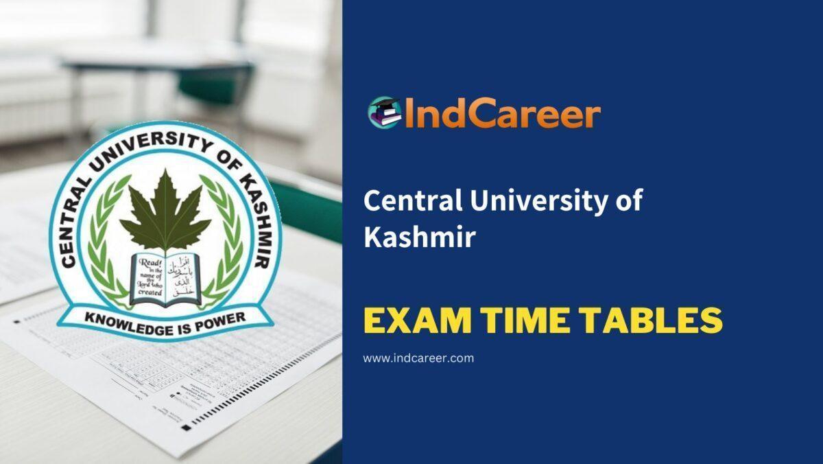 Central University of Kashmir Exam Time Tables