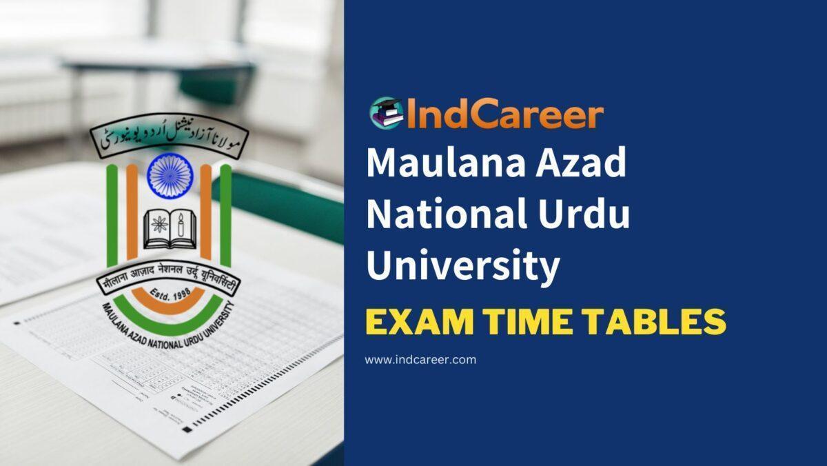 Maulana Azad National Urdu University Exam Time Tables
