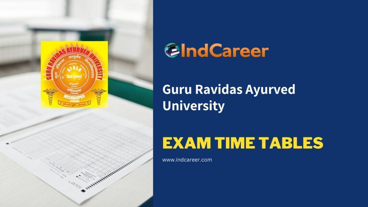 Guru Ravidas Ayurved University Exam Time Tables