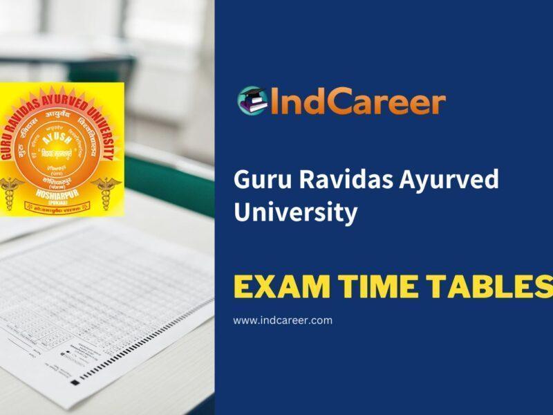 Guru Ravidas Ayurved University Exam Time Tables