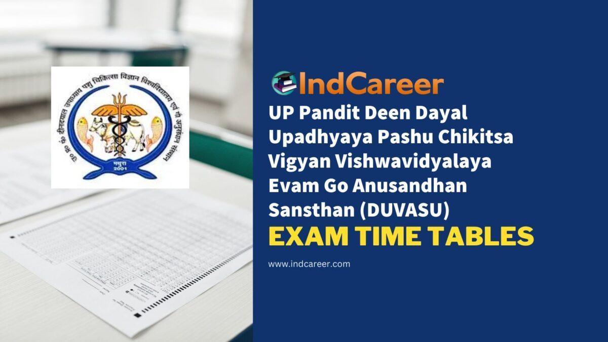 UP Pandit Deen Dayal Upadhyaya Pashu Chikitsa Vigyan Vishwavidyalaya Evam Go Anusandhan Sansthan (DUVASU) Exam Time Tables