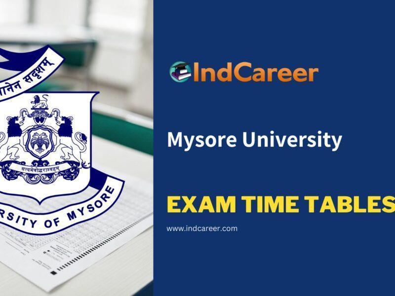 Mysore University Exam Time Tables