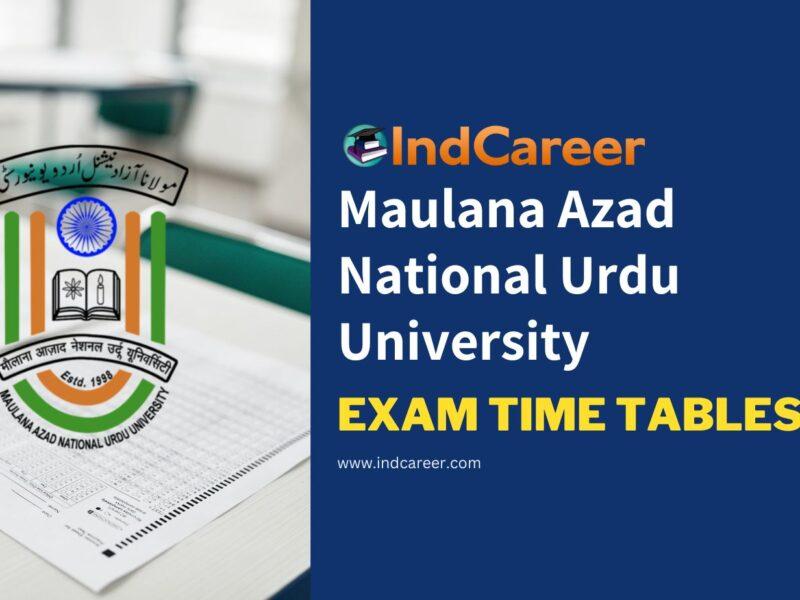 Maulana Azad National Urdu University Exam Time Tables