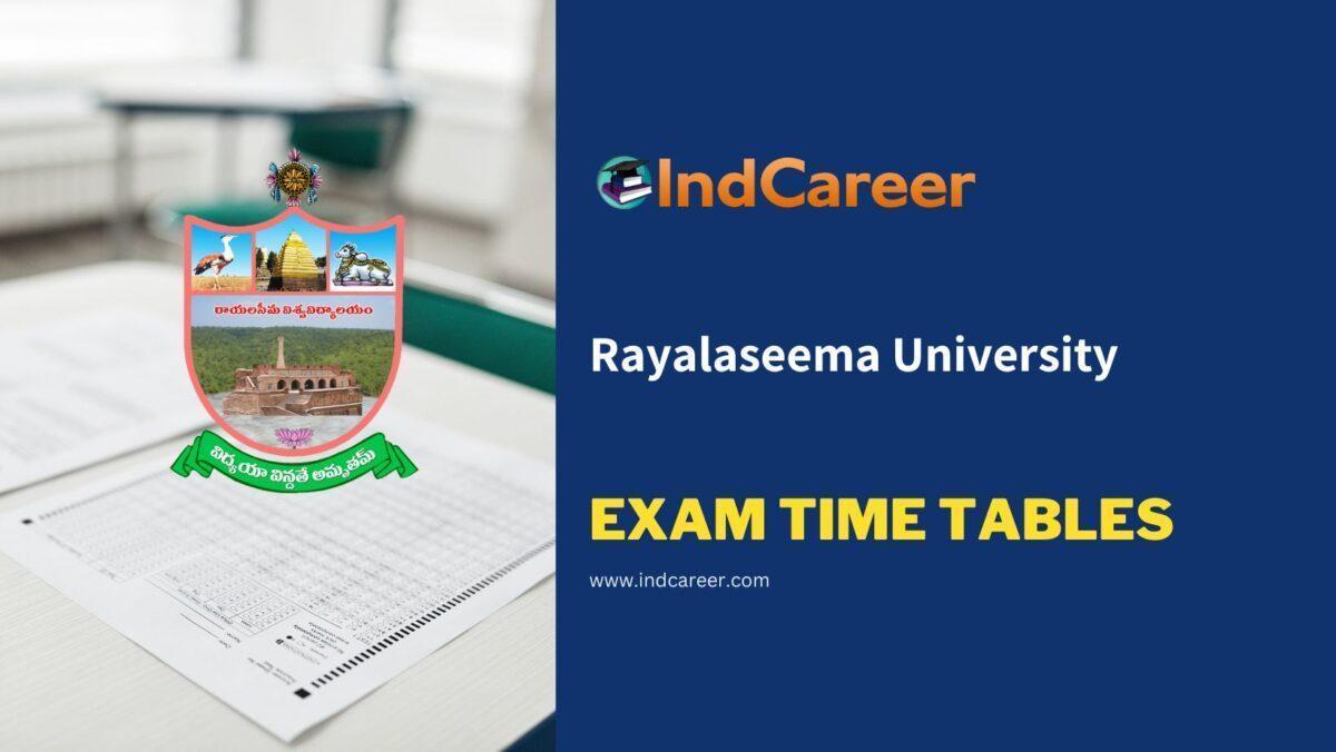 Rayalaseema University Exam Time Tables
