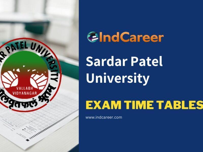 Sardar Patel University Exam Time Tables