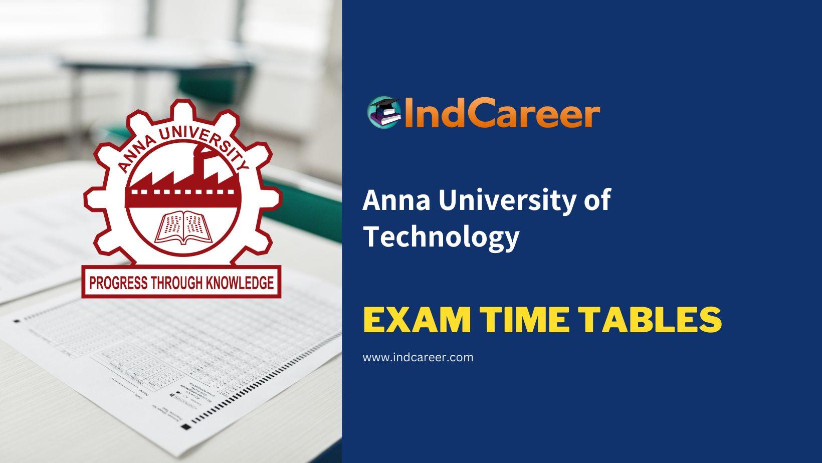 Anna University of Technology Exam Time Tables