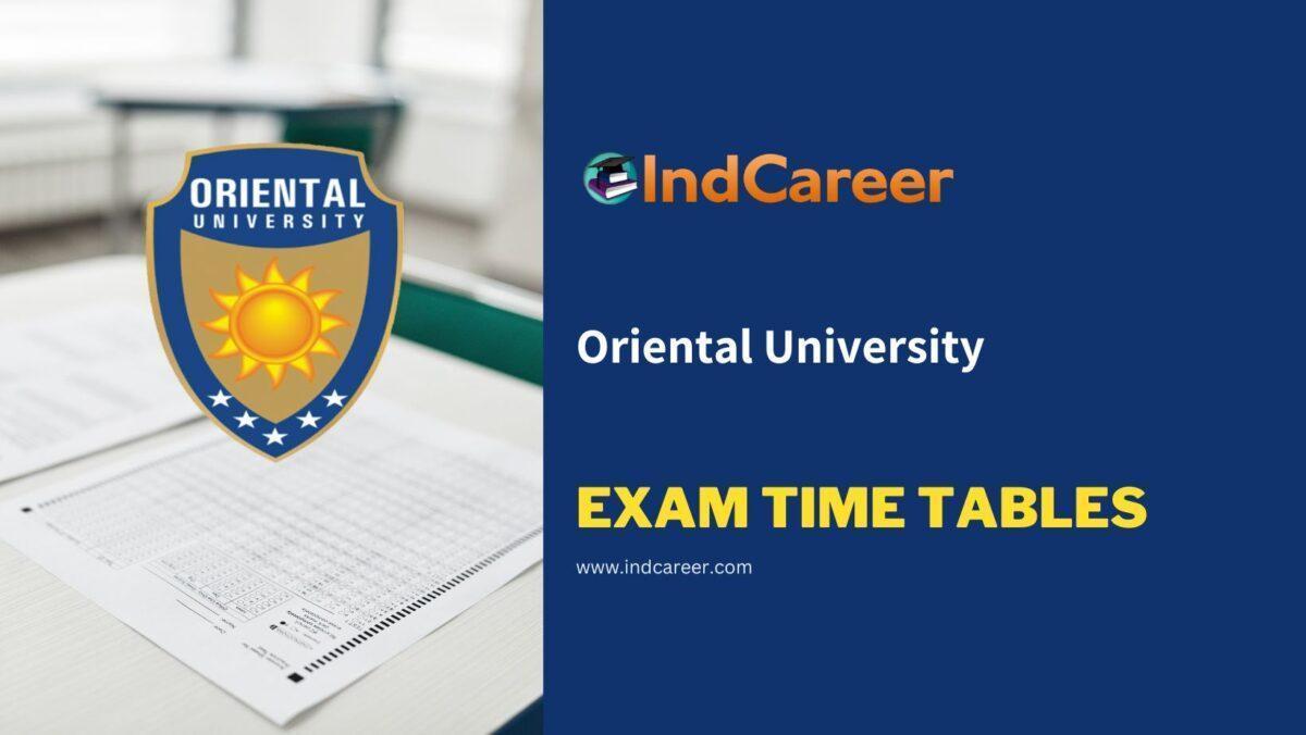 Oriental University Exam Time Tables