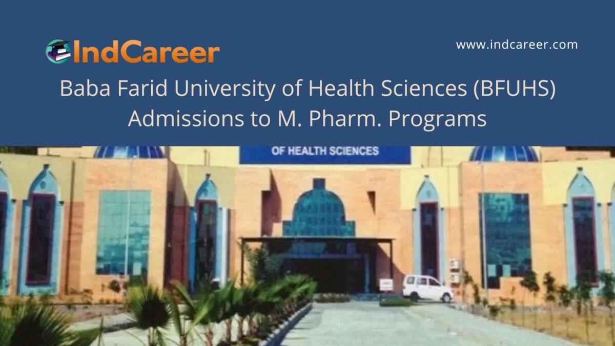 BFUHS Faridkot announces Admission to  M. Pharm Programs