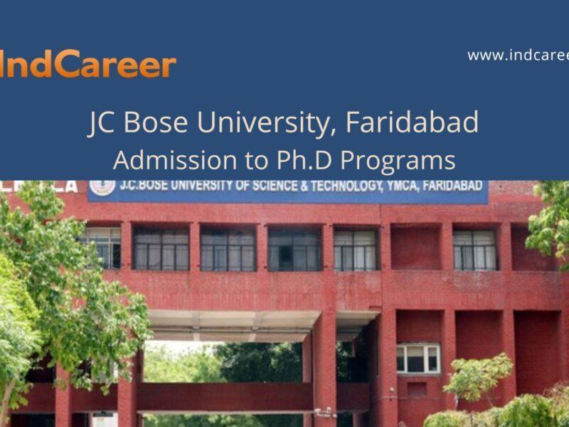 JC Bose University, Faridabad announces Admission to  Ph.D Programs