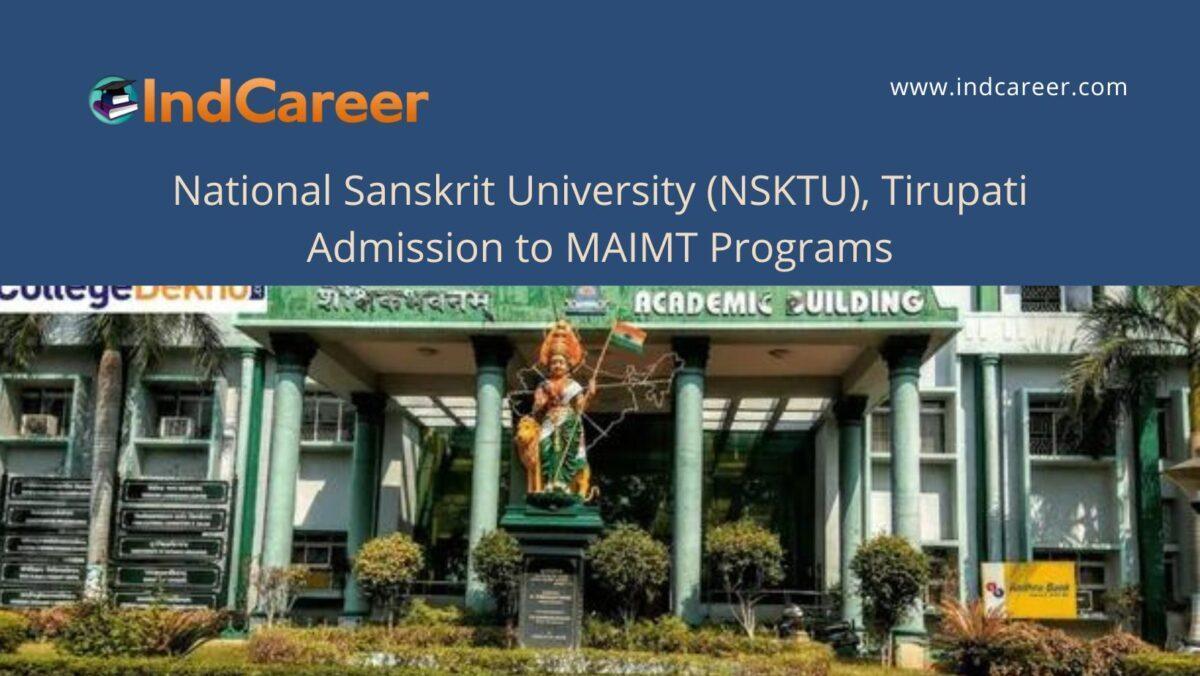 NSKTU, Tirupati announces Admission to MAIMT Programs