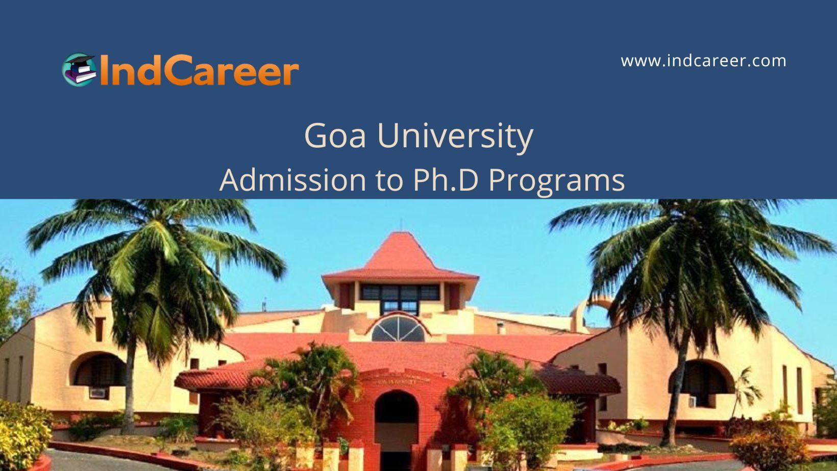 Goa University announces Admission to Ph.D Programs