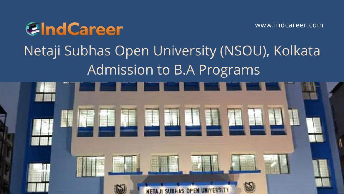 NSOU, Kolkata announces Admission to B.A Programs