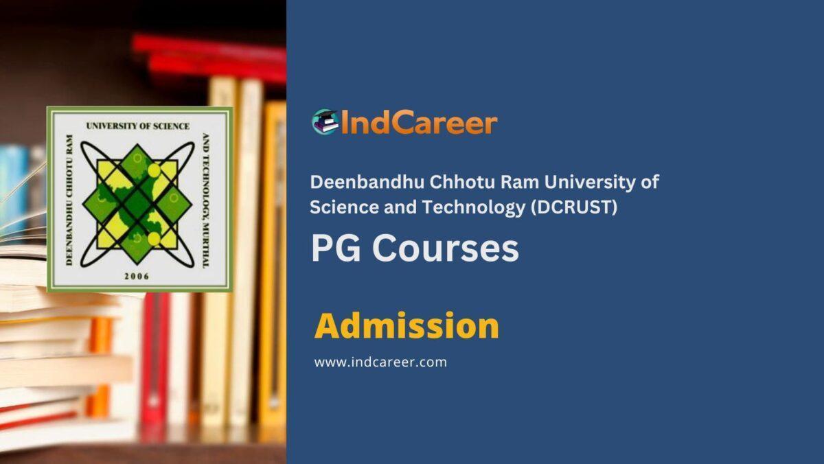 DCRUST Murthal PG Courses Admission