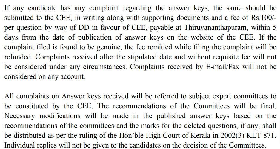 Kerala LLB 3 Year 2023 Answer Key
