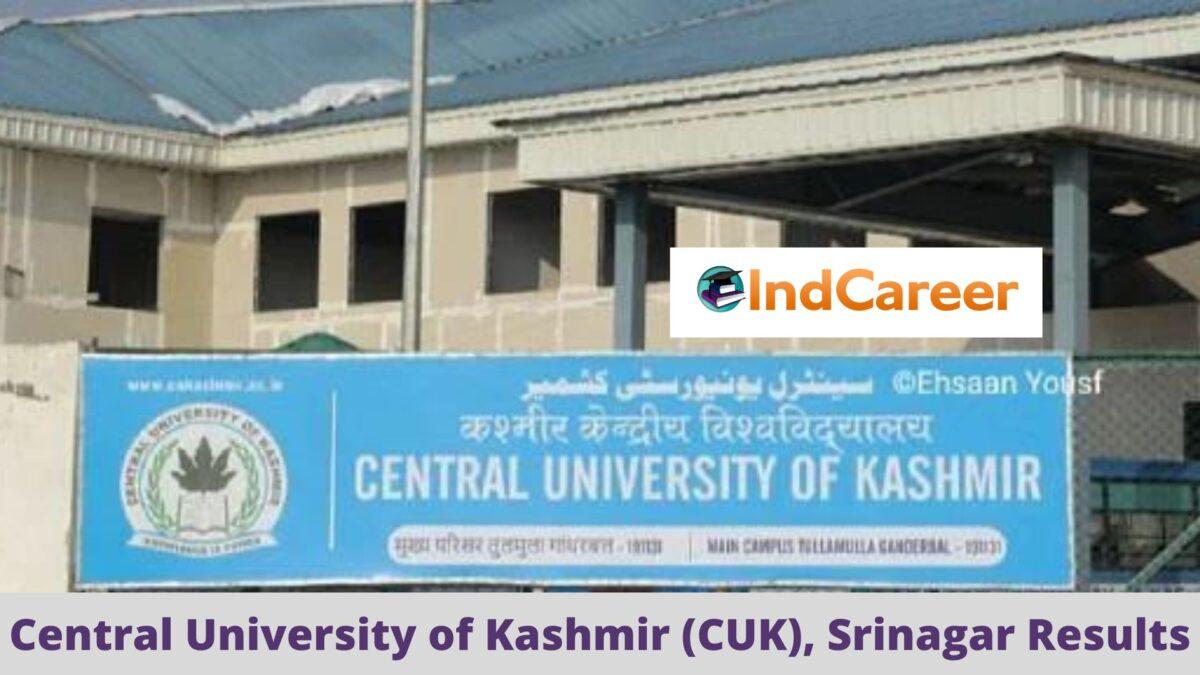 Central University of Kashmir (CUK)  Result @ Cukashmir.Ac.In: Check UG, PG Results Here