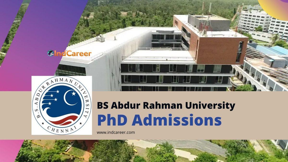 BS Abdur Rahman University PhD Program Admission