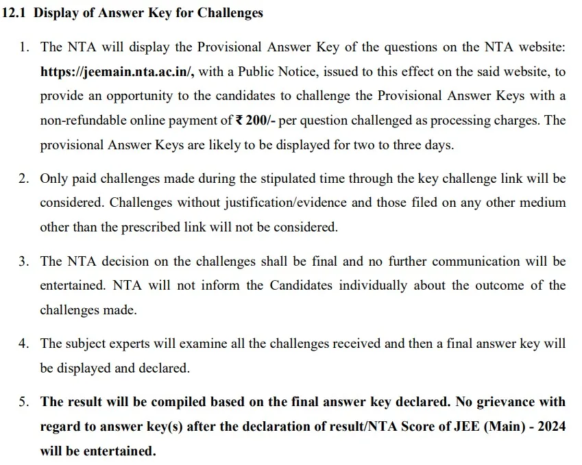 Challenge JEE Main Answer Key