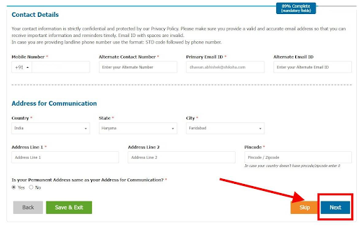 contact details