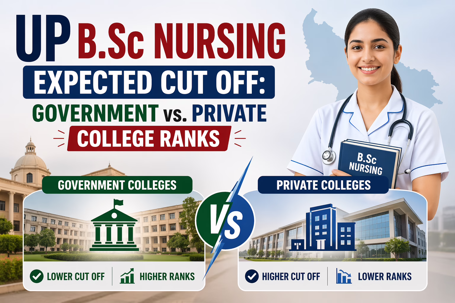 UP B.Sc Nursing Expected Cut Off: Government vs. Private College Ranks